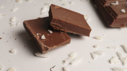Confectionery concept. Chocolate and coconut 