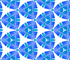 Turquoise blue vintage kaleidoscope seamless patte