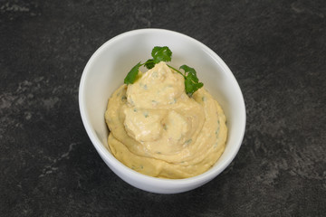 Hummus snack with olive oil