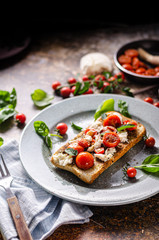 Bruschetta tomato mozzarella breakfast