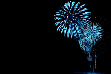 Blue Fireworks in dark background 