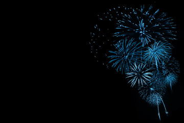 Blue Fireworks in dark background 