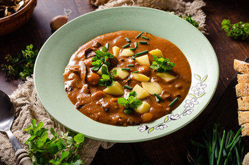 Potato mushrooms soup