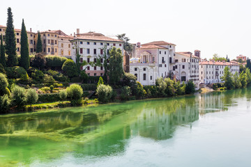 Fototapeta na wymiar Bassano del Grappa (Italy) - A view of Bassano del Grappa over the river Brenta