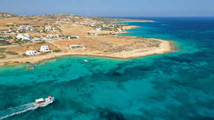 Obraz premium Aerial drone photo of main town and port of Koufonisi island, Small Cyclades, Greece