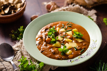 Potato mushrooms soup
