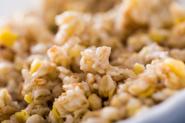 plate with cereal porridge for breakfast