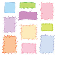 hand drawn cute leaves colorful frame set