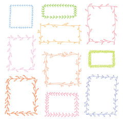 hand drawn cute leaves frame set