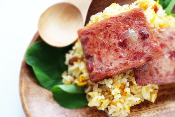 Chinese fried rice and luncheon meat