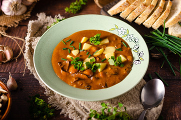 Potato mushrooms soup