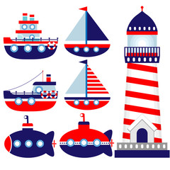 Nautical themed baby room illustrations