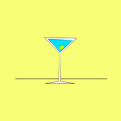 Martini with olive. Alcoholic beverage. Icon 