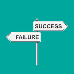 Success and failure sign,confuse direction concept,