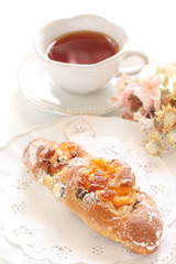 raisin dried fruit French bread on dish for breakfast 