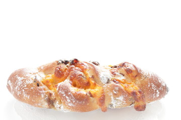 raisin dried fruit French bread on dish for breakfast 