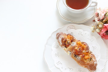raisin dried fruit French bread on dish for breakfast 