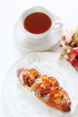 raisin dried fruit French bread on dish for breakfast 