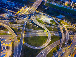 Fototapeta na wymiar Night view of overpass interchange