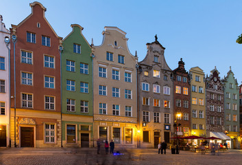 Fototapeta premium View on illumination of night streets of Gdansk