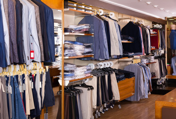 Empty showroom of men clothing store