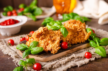 Crispy chicken steak cornflakes
