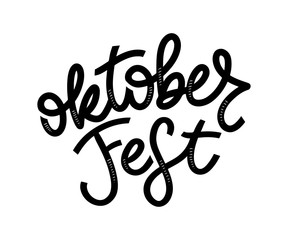 Oktoberfest handwritten lettering. Oktoberfest typography vector design for greeting cards and poster. Beer Festival vector banner. Design template celebration. Vector illustration.