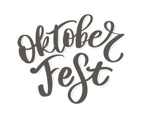 Oktoberfest handwritten lettering. Oktoberfest typography vector design for greeting cards and poster. Beer Festival vector banner. Design template celebration. Vector illustration.