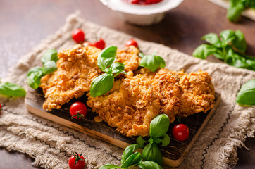 Crispy chicken steak cornflakes