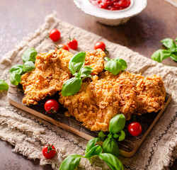 Crispy chicken steak cornflakes