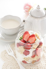 Strawberry and cream cheese jar cake for gourmet dessert image