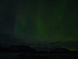 Fototapeta na wymiar Die Nordlichter über der Gletscherlagune in Island