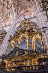Fototapeta premium The Organs and gothic vault of Cathedral Nuestra Senora de la Asuncion y de San Frutos de Segovia, take in Segovia, Spain