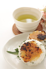 Japanese food, grilled miso rice ball for breakfast image