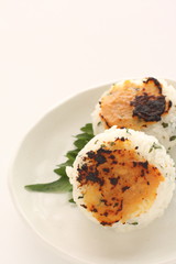 Japanese food, grilled miso rice ball for breakfast image