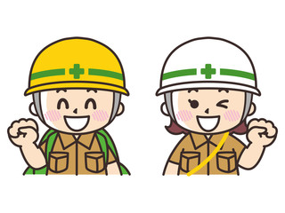 ヘルメットをかぶったこども探検隊