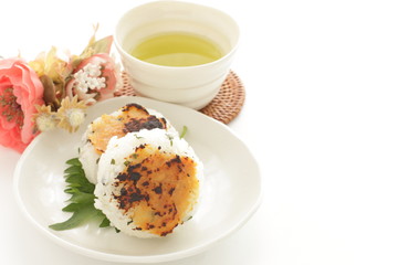 Japanese food, grilled miso rice ball for breakfast image