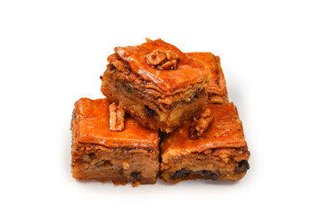 Tasty baklava isolated on white background.