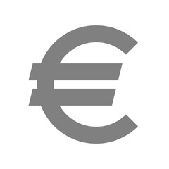 Euro currency sign symbol - gray-silver-metal simple, isolated - vector