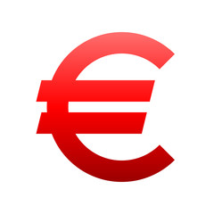 Euro currency sign symbol - red simple gradient, isolated - vector