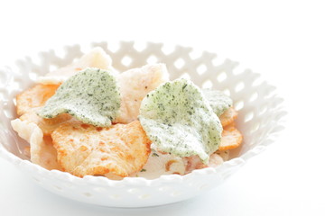 Japanese snack food, assorted rice crackers 