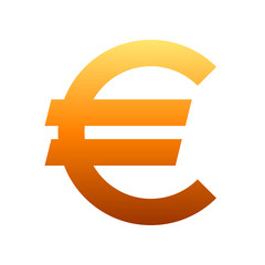 Euro currency sign symbol - orange simple gradient, isolated - vector