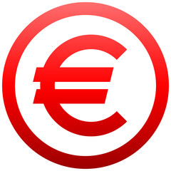 Euro currency sign symbol - red simple gradient inside of circle, isolated - vector
