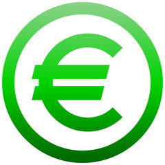Euro currency sign symbol - green simple gradient inside of circle, isolated - vector