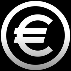 Euro currency sign symbol - white simple gradient inside of circle, isolated - vector