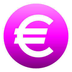 Euro currency sign symbol - purple-pink simple gradient inside of circle, isolated - vector