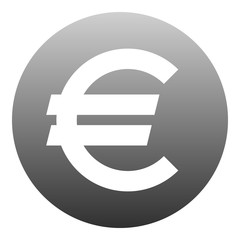 Euro currency sign symbol - gray-silver-metal simple gradient inside of circle, isolated - vector