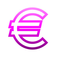 Euro currency sign symbol - purple-pink simple gradient outline, isolated - vector
