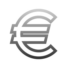 Euro currency sign symbol - gray-silver-metal simple gradient outline, isolated - vector