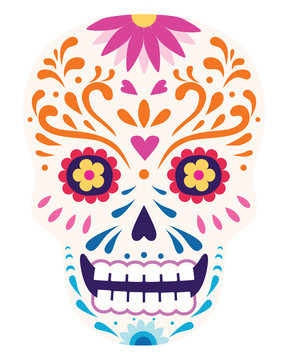 Dia de los muertos, Day of the death, sugar skull, flat design